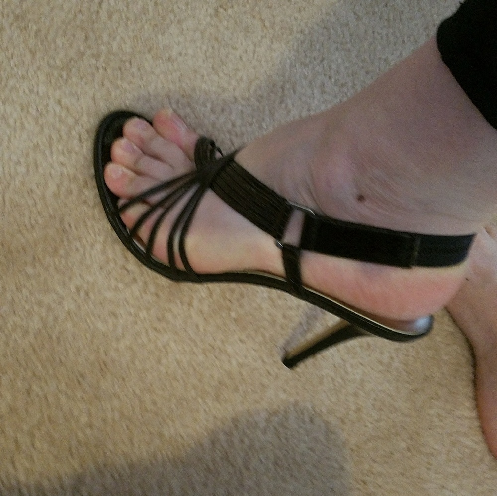 Black patent sandals
